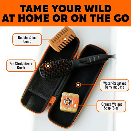 Miniatura 2 de TAME THE WILD MAKE YOUR BEARD BEHAVE Kit de alisador de barba para hombre, incluye cepillo portátil para barba, jabón para barba, peine de madera