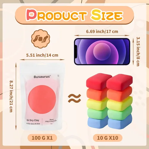Miniatura 2 de Arcilla de espuma de secado al aire marrón claro de 3.53 oz, arcilla modelo mágico de bricolaje para niños, arcillas suaves coloridas