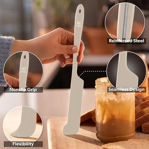 Miniatura 4 de DI ORO - Espátulas de silicona para raspar – Espátulas de goma de silicona resistentes al calor – Espátulas de cocina antiadherentes seguras – Juego