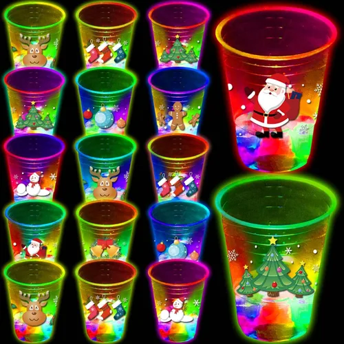 Miniatura 8 de mishunyus 24 piezas de tazas para fiesta de Navidad, tazas temáticas de Navidad con brillo, para suministros de fiesta de Navidad, para diversión
