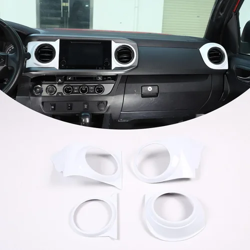 Miniatura 10 de 4 piezas de anillos de ventilación de aire acondicionado para consola central interior de ABS para automóvil, marco de cubierta de borde