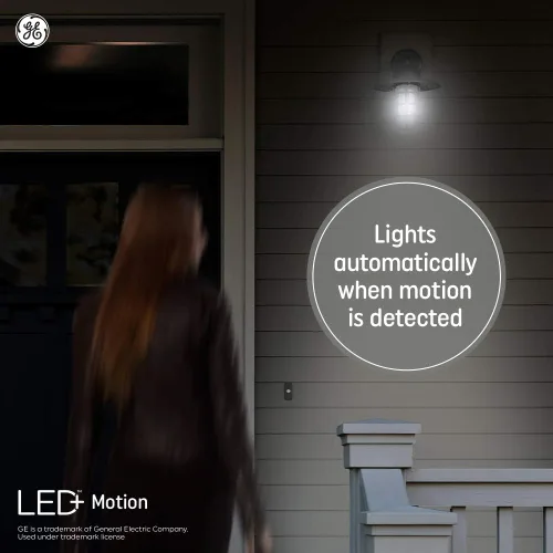 Miniatura 3 de GE Lighting LED+ - Bombilla de seguridad para exteriores con sensor de movimiento, blanco cálido, ajuste del atardecer al amanecer, base media