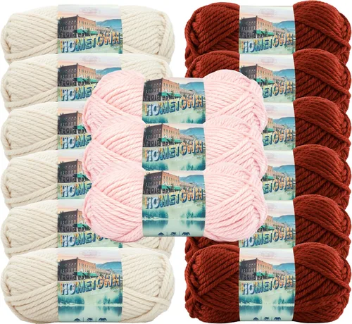 Miniatura 59 de Lion Brand Yarn Hometown - Ovillo de lana súper voluminoso para tejer, ganchillo y manualidades, 1 unidad, Phoenix Azalea