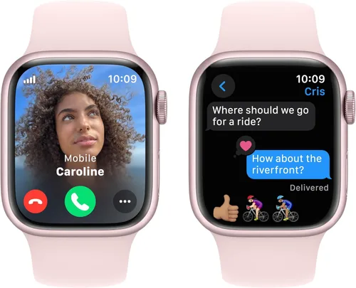 Miniatura 4 de Apple Watch Series 9 [GPS + Cellular 41mm] Smartwatch con caja de aluminio rosa y correa deportiva rosa S/M. Rastreador de fitness, aplicaciones