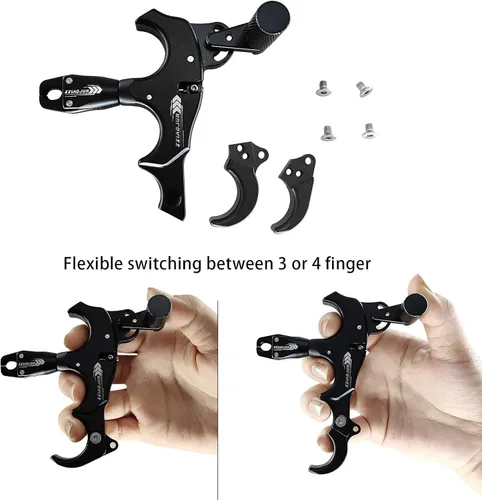Miniatura 2 de Lanzador de ayuda de arco compuesto y cuerda de bucle D, ajustable puede girar 360° pulgar liberación arco ayuda aleación de aluminio, ayudas