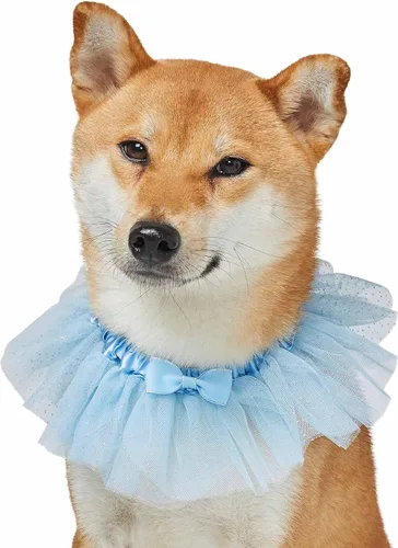 Miniatura 3 de Blueberry Pet My Little Princess - Collar ajustable para perro con malla bordada y corbatín, azul bebé, talla S