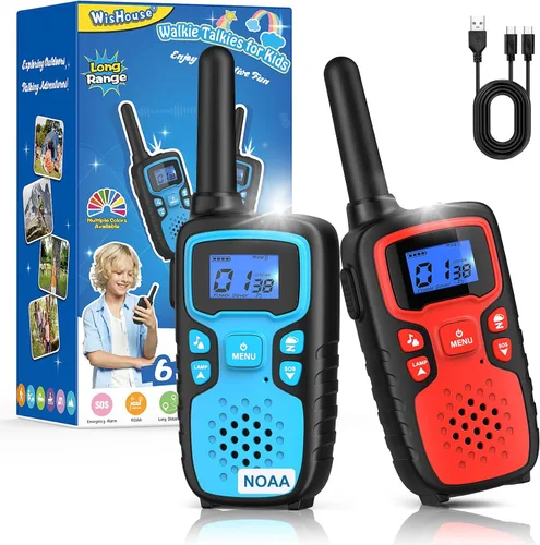 Miniatura 10 de Wishouse Walkie Talkies para niños recargables de largo alcance, regalo de cumpleaños de Navidad para niños de 4, 5, 6, 7, 8, 9 años