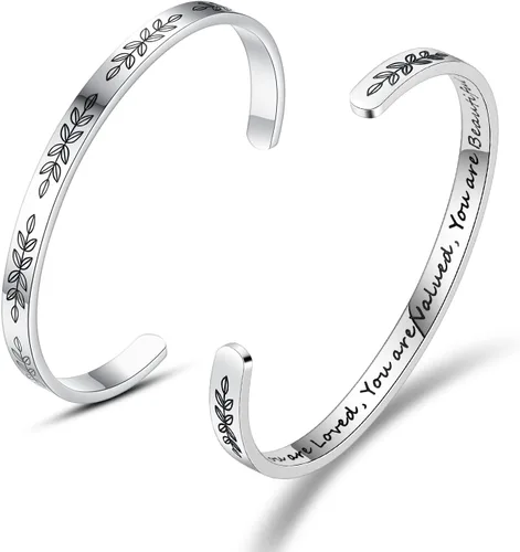 TONY & SANDY - Brazaletes motivacionales para mujeres, adolescentes o niñas, regalos de cumpleaños personalizados para mamá, hija, hermana o amigas,