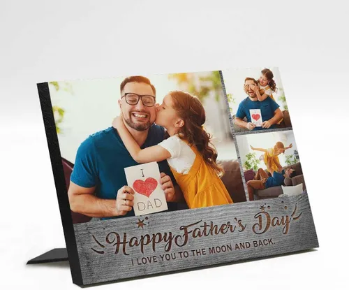 Miniatura 6 de InterestPrint Panel de fotos personalizado para papá y nombre para exhibición de mesa Daddy to Us You're the World, marco de fotos personalizado