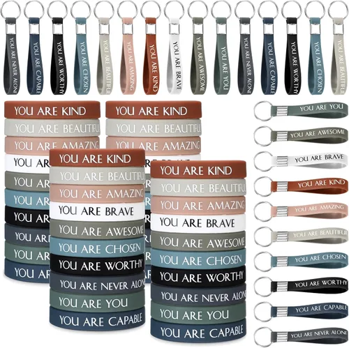 Miniatura 7 de Sratte 120 pulseras motivacionales, regalos inspiradores, llaveros inspiradores, regalo de agradecimiento para la semana de CNA, profesores