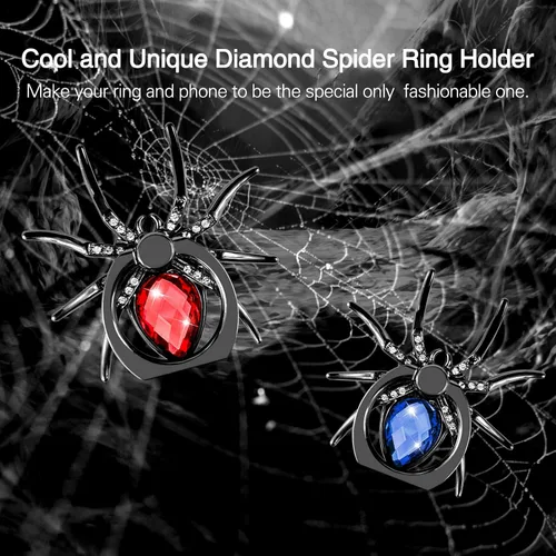 Miniatura 4 de Aircawin - 2 soportes para anillo de teléfono celular, diseño de araña, lindo soporte de dedo para teléfono, soporte para teléfono con 4 soportes