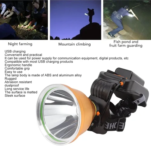 Miniatura 2 de Topyond Faro LED de alta potencia, linterna recargable USB de alto brillo, impermeable, linterna de foco al aire libre, para caza, camping