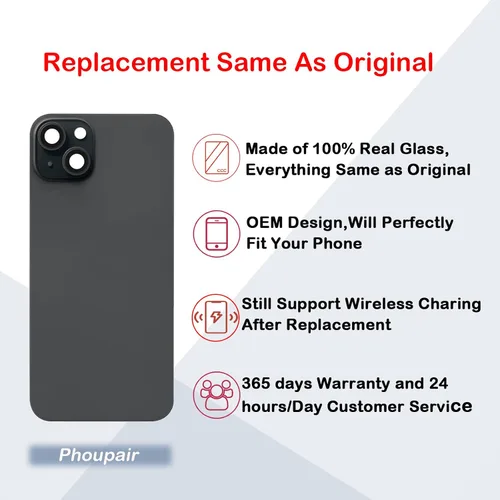 Miniatura 3 de Reemplazo de cristal trasero OEM compatible con iPhone 15 de 6.1 pulgadas con marco de cámara y lente de cámara + kit de herramientas de reparación