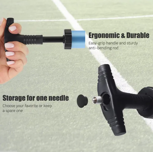 Miniatura 5 de Bomba de mano para pelotas – Bomba de aire portátil con aguja de 3 piezas y estuche compacto – Inflador de pelota deportiva pequeña – Voleibol