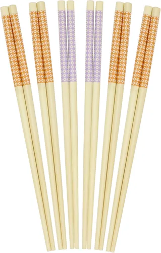 Miniatura 34 de BambooMN Palillos japoneses reutilizables de bambú premium, estampado floral, 9.5 pulgadas, color azul, 6 pares