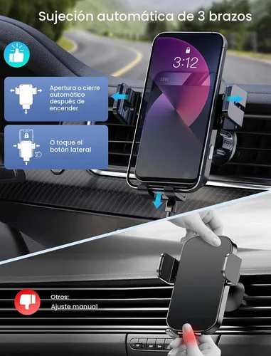 Miniatura 3 de Cargador inalámbrico para automóvil, soporte de automóvil MOKPR con sujeción automática de 15 W/10 W/7.5 W, carga rápida, ventilación de aire