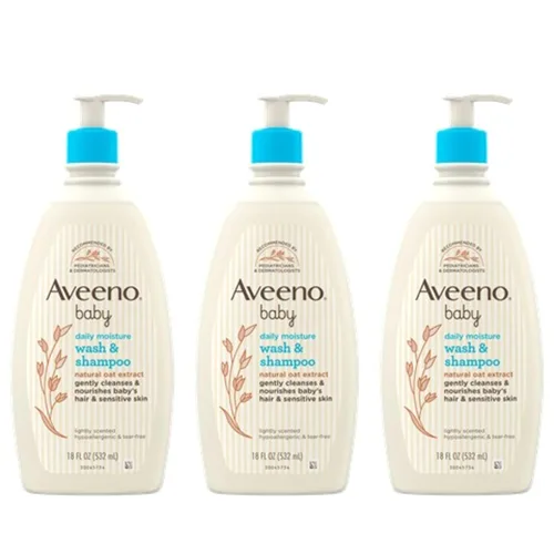 Aveeno Baby - Jabón corporal suave y champú con extracto natural de avena, sin lágrimas, sin parabenos ni ftalatos, fórmula para el cabello y cuerpo