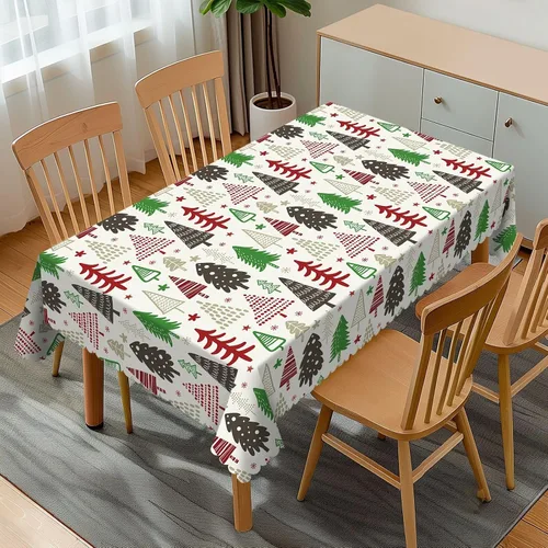 Miniatura 12 de Mantel rectangular con temática musical, notas musicales, 54 x 72 pulgadas, borde de encaje ondulado, mantel de poliéster para comedor, cocina