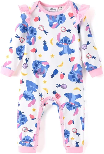 Miniatura 27 de Disney Stitch Princess Cenicienta Ariel Minnie Winnie Baby Girls - Mameluco de manga larga con volantes para recién nacidos y niños pequeños