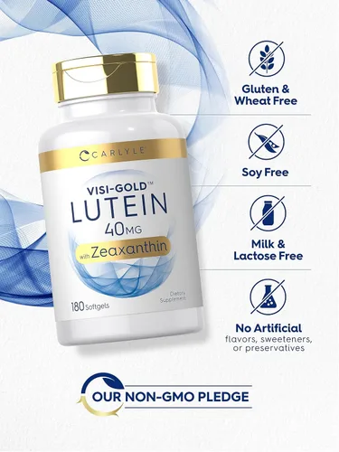 Miniatura 5 de Suplemento de luteína y zeaxantina Carlyle 40mg 180 cápsulas blandas Píldoras para los ojos Vitaminas para la salud ocular Visi-Gold Sin