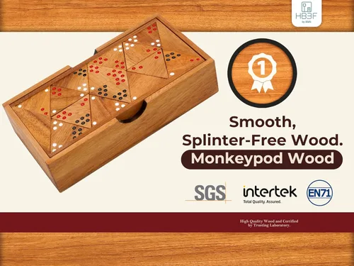 Miniatura 2 de BSIRI Juego de dominó triangular de madera, juego de azulejos triangulares, estrategia para adultos, juegos de mesa clásicos de dominó y familia