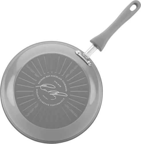 Miniatura 12 de Rachael Ray Get Cooking! Juego de ollas y sartenes antiadherentes, incluye bandeja para hornear y herramientas de cocina, 12 piezas, color gris