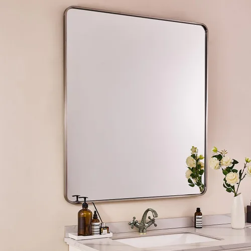 Miniatura 44 de ANDY STAR Espejo de baño negro de 24 x 30 pulgadas, espejos de tocador de baño negros para pared, espejo rectangular redondeado para fregadero