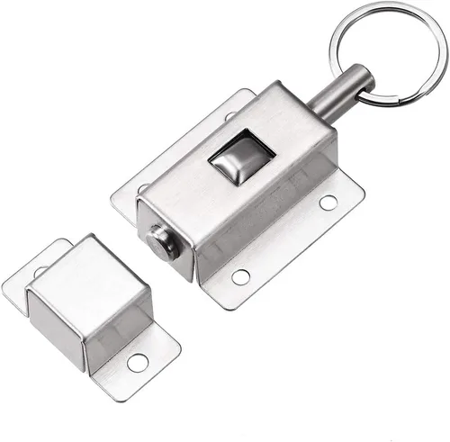 Miniatura 3 de uxcell Perno de barril de puerta, acero inoxidable 304 anillo de tracción de resorte con bloqueo deslizante automático con tornillo, 2 piezas