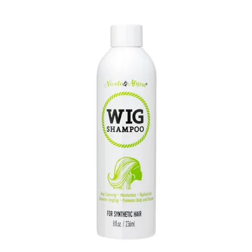 Nicole & Alyssa - Champú de peluca para cabello sintético 8oz - Remoja y enjuague, limpieza profunda, revitaliza, hidrata, desenreda (paquete de 1)