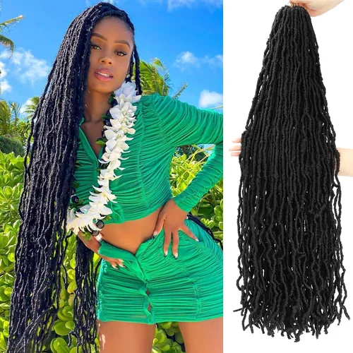 Miniatura 32 de Extensiones de cabello de ganchillo suaves de 22 pulgadas, 7 paquetes de rastas sintéticas preenlazadas para mujeres negras, extensiones de cabello