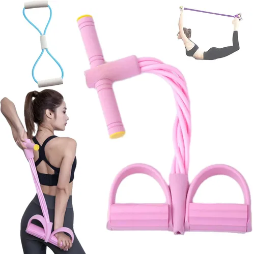 Miniatura 9 de Equipo de fitness para abdominales de 6 hebras, banda de resistencia multifuncional para estiramiento de cuerpo completo y yoga Púrpura