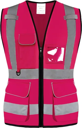 Miniatura 8 de Chaleco de seguridad reflectante Hi Vis, clase 2, con 7 bolsillos y cremallera, cumple con las normas ANSI/ISEA Amarillo
