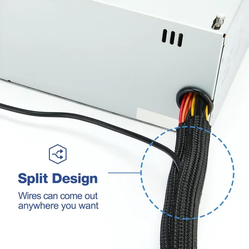 Miniatura 2 de JOTO Paquete de 1 funda de organización de cables, sistema organizador de cables de 10 pies con cremallera para TV, computadora, oficina