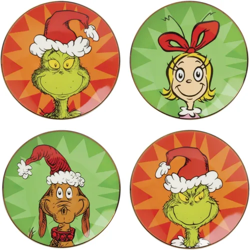 Miniatura 8 de Lenox 896338 Tarro de dulces cubierto con texto en inglés "Merry Grinchmas", decoración navideña y festiva