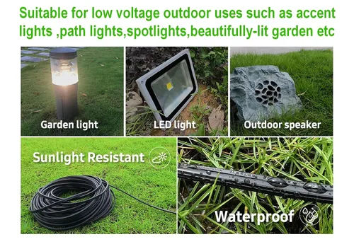 Miniatura 3 de TUOFENG Cable de paisaje de bajo voltaje de calibre 12/2, cable de iluminación exterior de 100 pies, cable de iluminación exterior de 12 AWG, 2