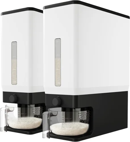 Miniatura 18 de Dispensador de arroz Lifewit 25 libras (11.3 kg), contenedor de almacenamiento de arroz sellado a prueba de humedad con taza de medición
