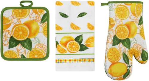 Miniatura 16 de Juego de ropa de cocina estampada Coffee Time de 3 piezas, 1 toalla de algodón, 1 agarradera, 1 guante de horno con lazo para colgar, material 100%