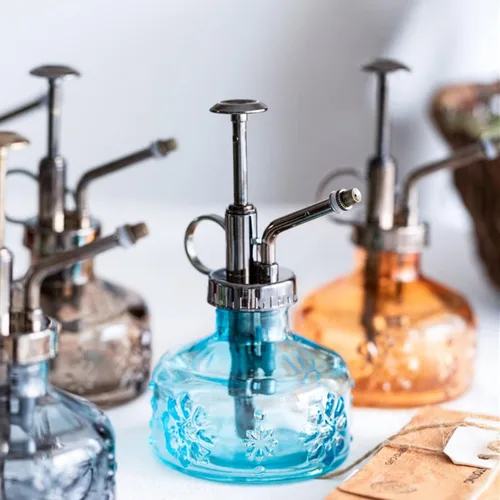 Miniatura 6 de XXXFLOWER Botella de spray para plantas de vidrio, rociador para plantas de interior, botella de riego para suculentas, estilo vintage alto