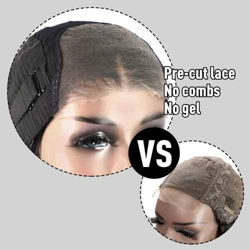 Miniatura 5 de Peluca Bob sin pegamento de llevar y usar cabello humano liso, 6x4 precortada con encaje HD sin pegamento, prearrancada, pelucas con cierre frontal