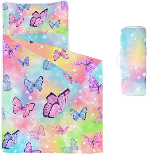 Miniatura 25 de Tapete para siesta espacial – Saco de dormir de galaxia espacial con almohada extraíble – Juego de ropa de cama para guardería y fiestas de pijamas