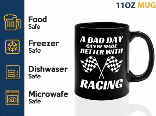 Miniatura 3 de Taza de café Racer de 11 onzas, color negro, Better With Racing - Fuel Speed Racer Car Guys Circuit Automotriz Racing Boy Regalos para él, papá