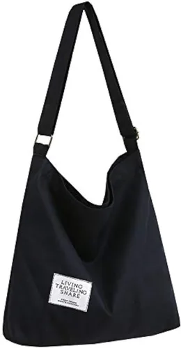 Miniatura 38 de Covelin - Bolsa de hombro informal de lona para mujer, estilo bohemio y retro, bolsa de mano, bolso cruzado, tamaño grande
