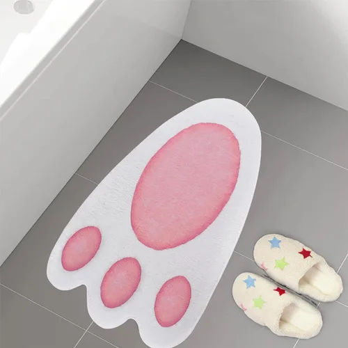 Miniatura 10 de Tapete de baño de Pascua de conejo, conejo azul, 30.9 x 16 pulgadas, suave, antideslizante, lavable a máquina, absorbente, estilo clásico, unisex