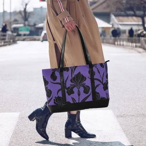 Miniatura 2 de Indigo Black Flower Bolso de mano de moda para portátil con cremallera para la universidad con bolsa de almuerzo ejecutivo para mujer