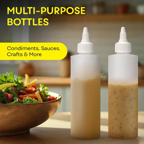 Miniatura 4 de BRIGHTFROM Botellas exprimibles para condimentos, botella vacía de 8 onzas con tapa superior giratoria, a prueba de fugas, ideal para salsa