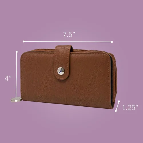 Miniatura 2 de Nautica Be Shore - Cartera RFID de piel vegana para mujer, con cremallera alrededor, funda delgada grande para teléfono y organizador de tarjetas