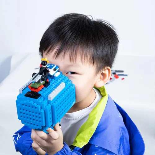 Miniatura 6 de DAYMOO Juego de tazas de ladrillo integradas con 3 paquetes aleatorios de ladrillos 2 en 1, tazas de café geniales para niños, creativas, Azul