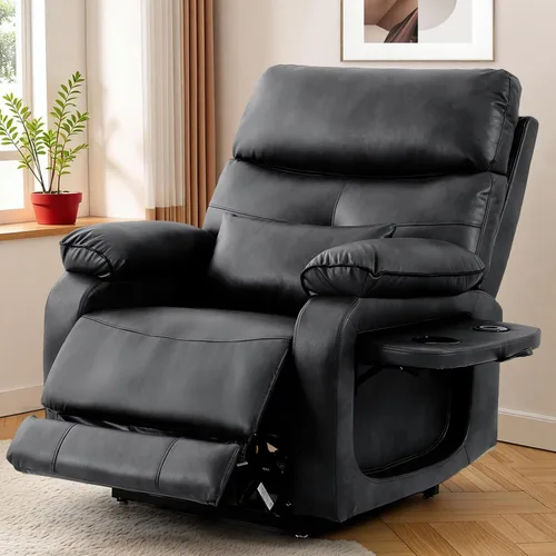 Sillón reclinable eléctrico de doble motor para adultos y personas mayores, silla elevadora de posición infinita con calor y masaje, portavasos,