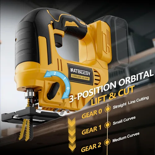 Miniatura 6 de Sierra caladora compatible con batería Dewalt de 20V Max, herramienta de sierra caladora inalámbrica sin escobillas NATBEESY, luz de trabajo LED