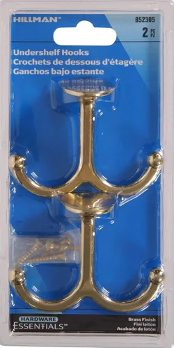 Miniatura 2 de Hardware Essentials 852305 - Gancho para debajo del estante chapado en latón, 2
